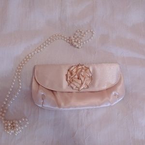 Light Pink Satin Clutch with Rosette